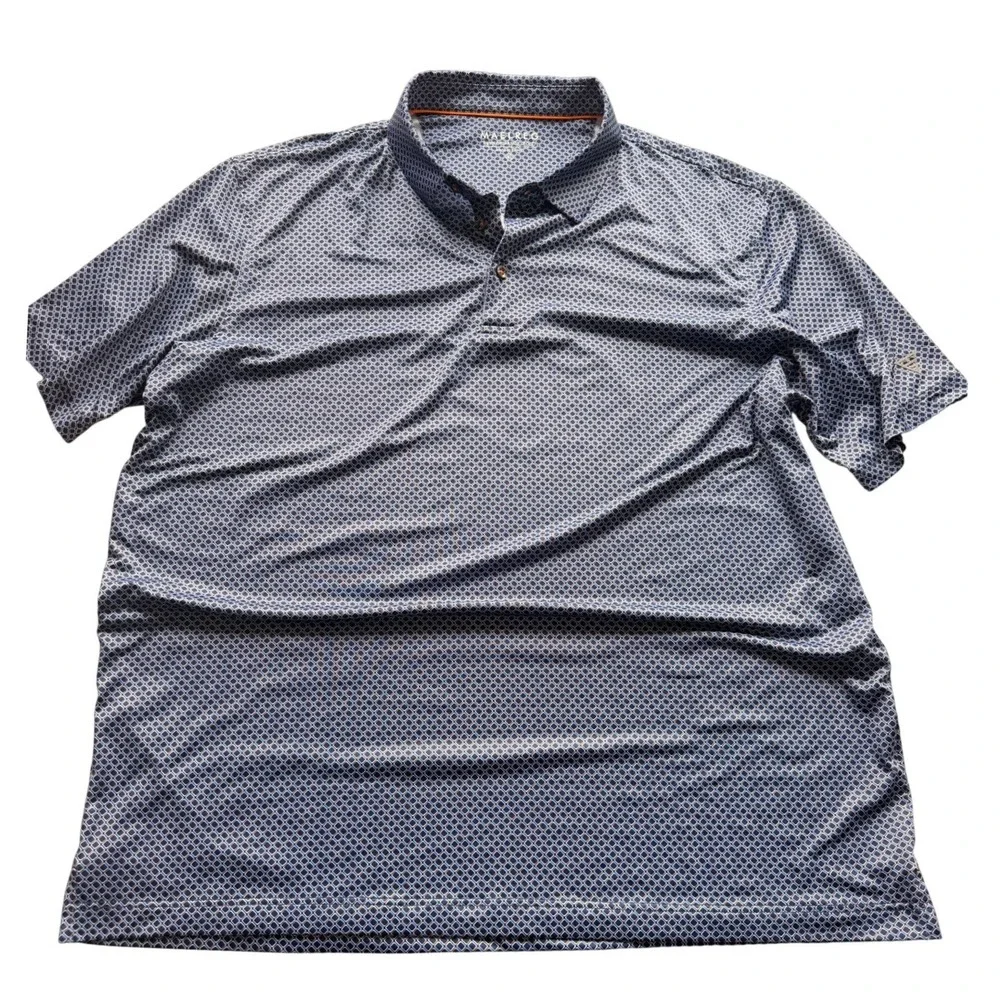 Maelreg Geometric Print Polo‎ XL Blue Performance Golf Shirt Dadcore GolfCore